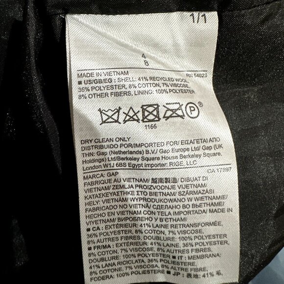 GAP Asymmetrical Zipper Wool Mini Skirt Black Womens Size 4 Moto Preppy Academia - Picture 3 of 4